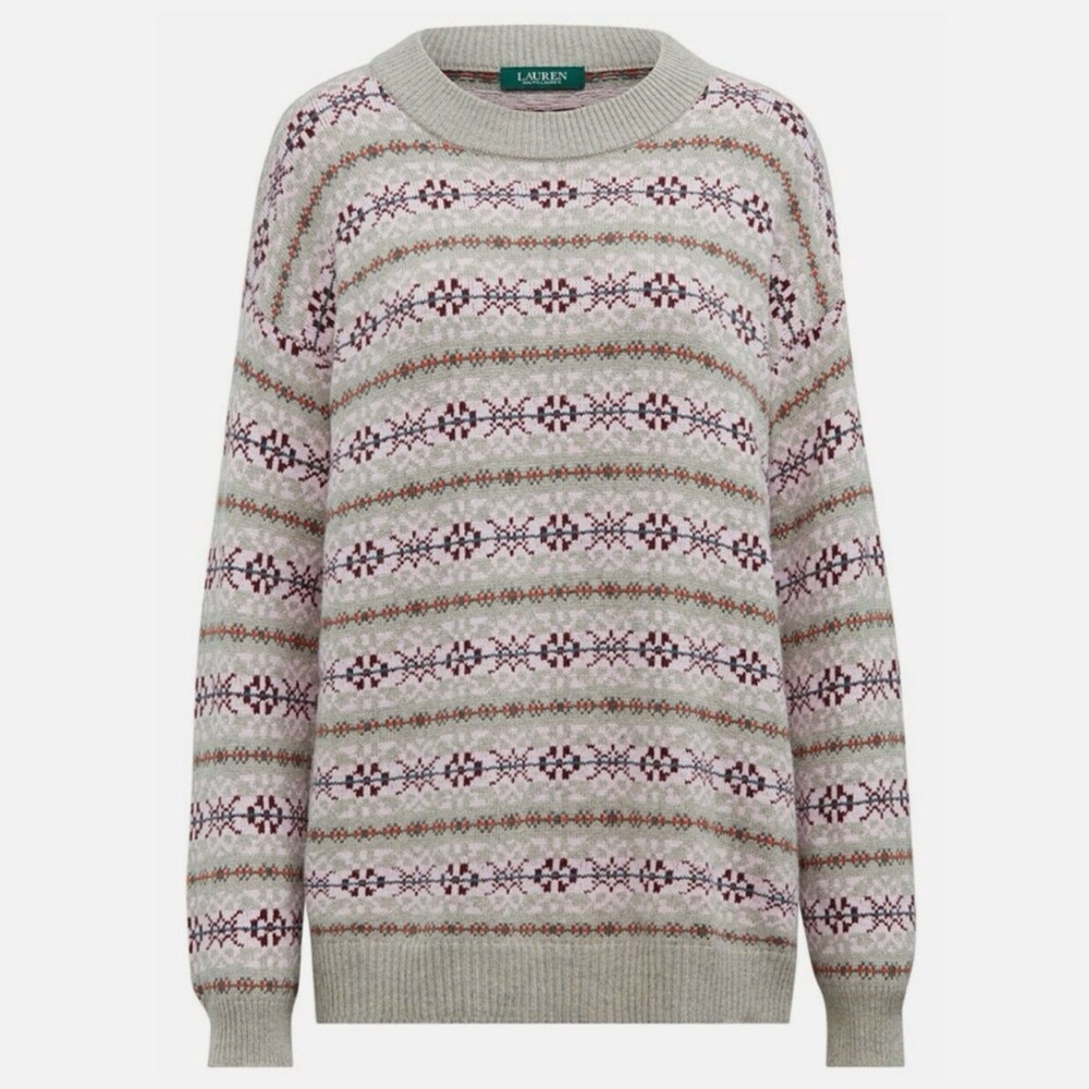Ralph Lauren Fair Isle Purple Gray Sweater NWT L - Picture 3 of 11